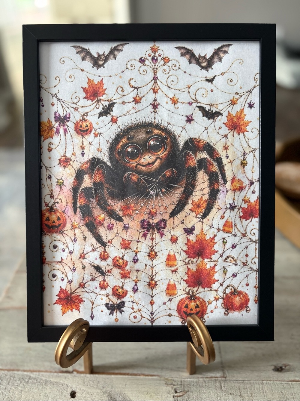 Cute Halloween Spider Framed 8x10 Wall Art Print